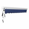 Awntech Destin 12' Navy Heavy-Duty Left Motor Retractable Patio Awning with Protective Hood 237DTL12N
